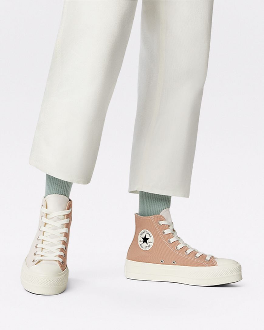 Women's Converse Chuck Taylor All Star Lift Tri-Panel High Top Platform Shoes Apricot / Grey | AU 06458R
